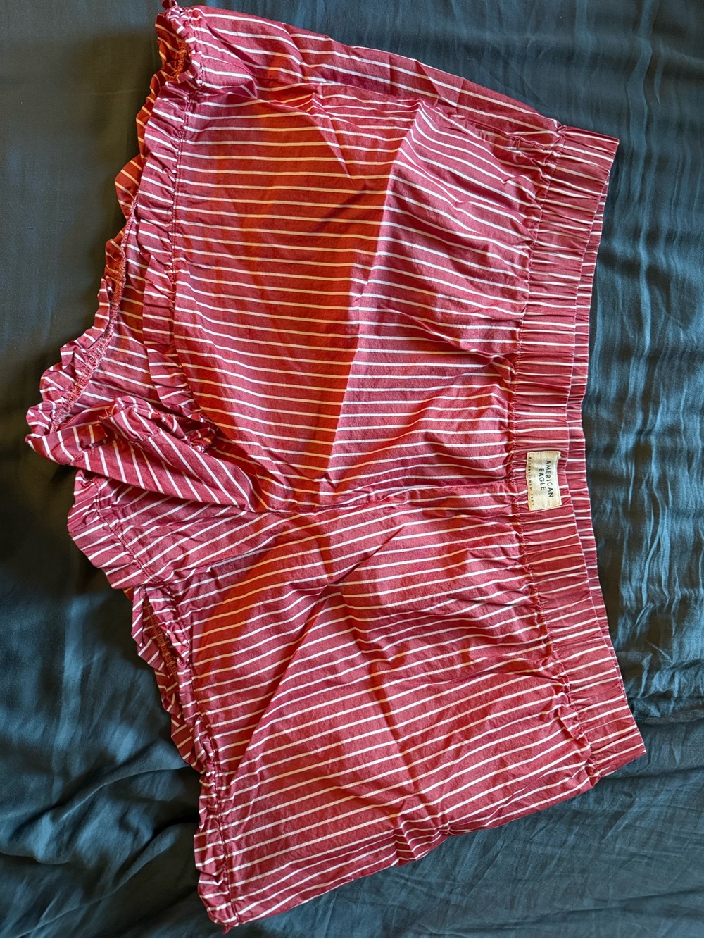American Eagle Outfitters Red and White Striped Lounge Shorts